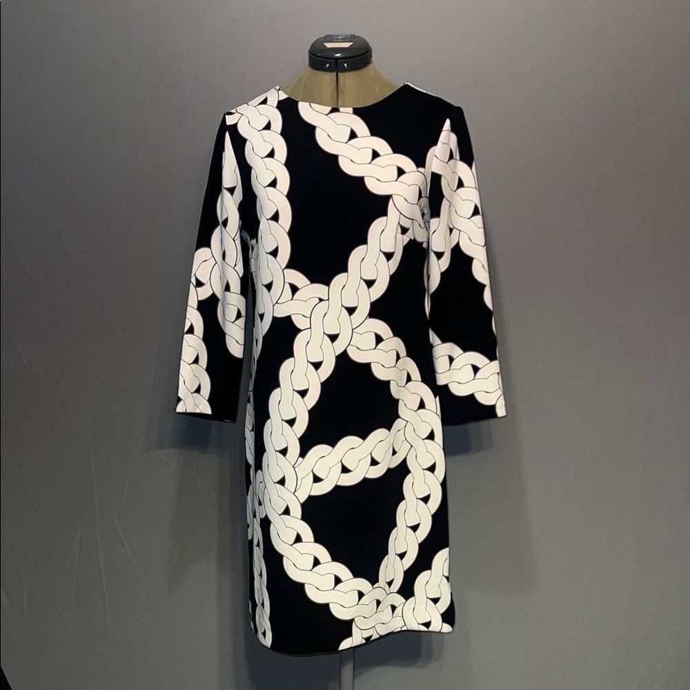 Source Unknown Black and White Chain Design Dress